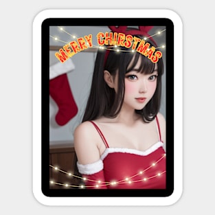 Merry Christmas Anime Girl Cosplay Xmas Cute Christmas Girl Sticker